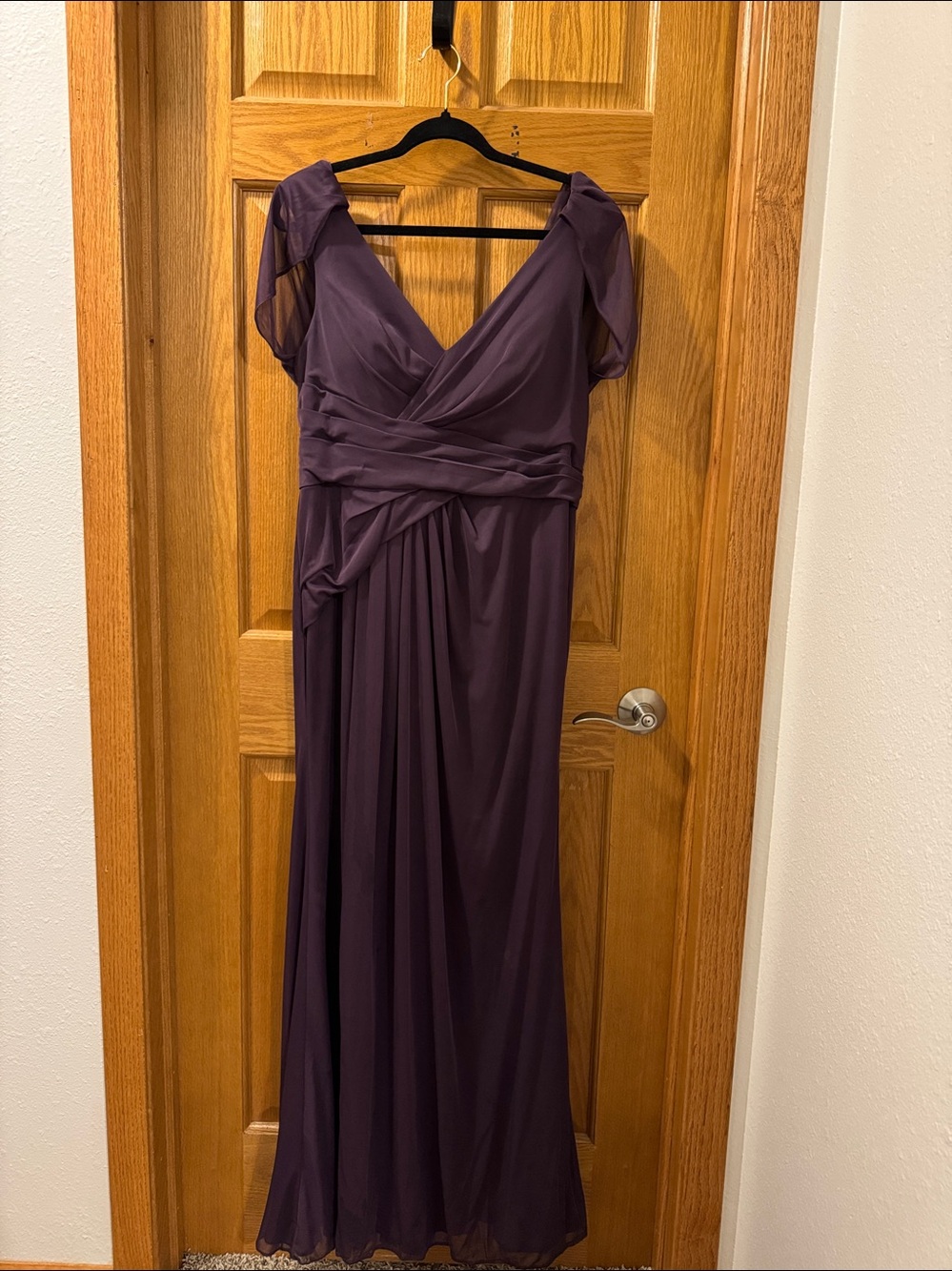 Azazie Plum V-Neck Maxi Dress